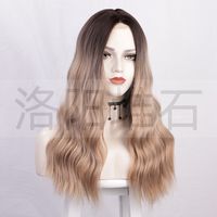Wig European And American Ladies Wig Front Lace Small Lace Long Curly Hair Fluffy Water Ripple Wig Head Cover Wigs main image 3