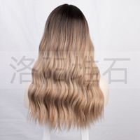Wig European And American Ladies Wig Front Lace Small Lace Long Curly Hair Fluffy Water Ripple Wig Head Cover Wigs main image 4