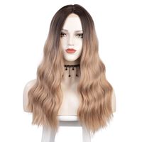 Wig European And American Ladies Wig Front Lace Small Lace Long Curly Hair Fluffy Water Ripple Wig Head Cover Wigs main image 6