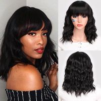 Wig European And American Ladies Wig Chemical Fiber Black Water Ripple Long Curly Hair Bangs Wig Wig Wig In Stock main image 1