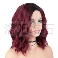 Wig European And American Ladies Wig Small Lace Front Lace Synthetic Wigs Wine Red Water Ripple Short Curly Wig main image 3