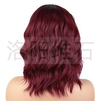 Wig European And American Ladies Wig Small Lace Front Lace Synthetic Wigs Wine Red Water Ripple Short Curly Wig main image 4
