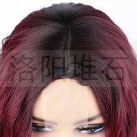 Wig European And American Ladies Wig Small Lace Front Lace Synthetic Wigs Wine Red Water Ripple Short Curly Wig main image 5