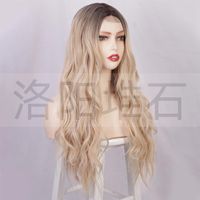 Wig European And American Ladies Wig Front Lace Small Lace Chemical Fiber Long Curly Hair Big Wave Wigs Wig Head Cover main image 4