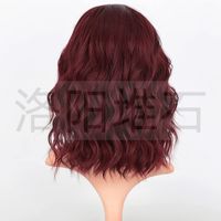 European And American Ladies Wig Short Curly Hair Wine Red Bangs Wigs Women's Shoulder Curly Hair Korean Style Spot One Piece Dropshipping main image 4