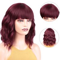 European And American Ladies Wig Short Curly Hair Wine Red Bangs Wigs Women's Shoulder Curly Hair Korean Style Spot One Piece Dropshipping main image 6