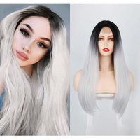 Wig European And American Ladies Wig Long Straight Hair High-temperature Fiber Synthetic Wigs Small Lace Wig Wig One Piece Dropshipping main image 1