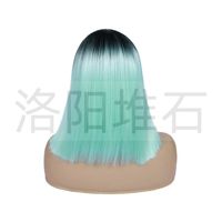 Fashion Personality Green Wave Head Straight Hair Gradient Color Wig Headgear main image 4