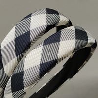 Retro Black And White Checkerboard Headband Korean Simple Sponge Wide Headdress Wholesale main image 4
