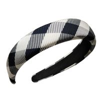 Retro Black And White Checkerboard Headband Korean Simple Sponge Wide Headdress Wholesale main image 6