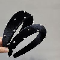 Black Velvet Headband Pearls Headband Retro Korean Headdress Wholesale main image 1