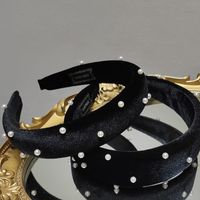 Diadema De Terciopelo Negro Con Perlas Diadema Retro Tocado Coreano Al Por Mayor main image 3