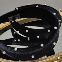 Diadema De Terciopelo Negro Con Perlas Diadema Retro Tocado Coreano Al Por Mayor main image 4