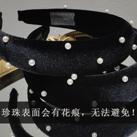 Diadema De Terciopelo Negro Con Perlas Diadema Retro Tocado Coreano Al Por Mayor main image 5