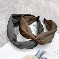 B059-1 Simple Solid Color Knot In The Middle Headband Sweet Temperament Wide-edged Headdress Satin Cross Cloth Headband Female main image 5