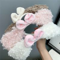 Cute Little Sheep Ears Hairband Plush Bowknot Sweet Lamb Headband Women Wholesale main image 3