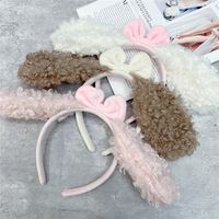 Cute Little Sheep Ears Hairband Plush Bowknot Sweet Lamb Headband Women Wholesale main image 5