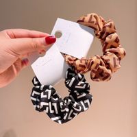 Korean Style Retro Milk Tea Color Letters Musical Notes Cotton Folds Hair Ring Hair Accessories main image 2
