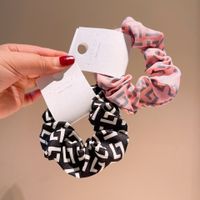 Korean Style Retro Milk Tea Color Letters Musical Notes Cotton Folds Hair Ring Hair Accessories main image 5