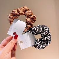 Korean Style Retro Milk Tea Color Letters Musical Notes Cotton Folds Hair Ring Hair Accessories main image 4