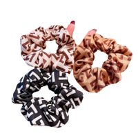 Korean Style Retro Milk Tea Color Letters Musical Notes Cotton Folds Hair Ring Hair Accessories main image 3
