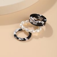 Cross-border New Creative Simple Fashion Temperament Leopard Print Resin Imitation Pearl Ring 3-piece Set main image 1