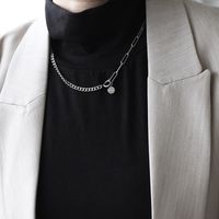 Men And Women Couple Necklace Clavicle Chain Adjustable Silver Non-fading Titanium Steel main image 3