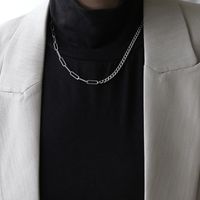 Men And Women Couple Necklace Clavicle Chain Adjustable Silver Non-fading Titanium Steel main image 4