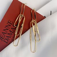 European And American Oval Earrings Ins Cold Style Metal Design Glossy Geometric Personalized Long U-shaped Earrings Earrings For Women main image 3