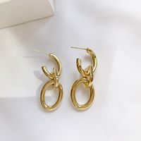 European And American Buckle Earrings High-grade Cold Style Metal Special-interest Design Celi Joint Earrings Electroplated Real Gold Earrings main image 1