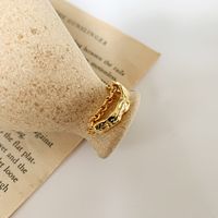 Retro Texture Personalized Fashion Chain Index Finger Ring Electroplating Real Gold Ring main image 4