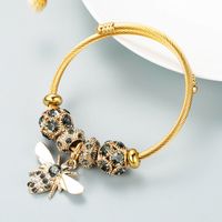 Wholesale Jewelry Fashion Alloy Titanium Steel Rhinestones 14K Gold Plated Plating Bracelets sku image 3