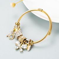 Wholesale Jewelry Fashion Alloy Rhinestone Rhinestones Glass 14K Gold Plated Plating Bracelets sku image 3