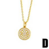 European And American Diamond Smiley Face Pendant Necklace For Women Ins Simple Hip Hop Vintage Sweater Chain Cross-border Autumn And Winter New Nkz52 sku image 4