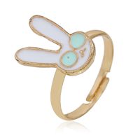Cute Cartoon Simple Alloy Drip Ring Japan And South Korea Fashion Niche Design Open Bunny Ring sku image 1