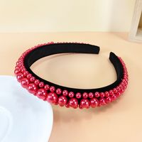 Europeo Y Americano Nuevo Vintage Perla Diadema De Alta Gama De Moda Esponja Horquilla Cruz-frontera Gran Venta De La Banda De Pelo De La Personalidad De Las Señoras sku image 2