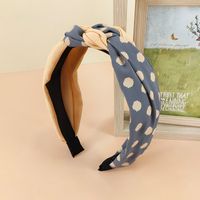 Retro Polka Dot Hairpin Braided Wide Side Twisted Color Matching Polka Dot Headband sku image 4