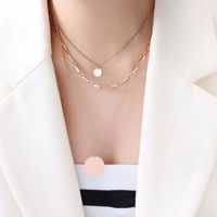 Fashion Three-layered Clavicle Chain Titanium Steel Plated 18k Real Gold Necklace Wholesale sku image 4