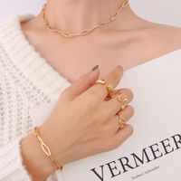 Collier Simple Élément Géométrique En Métal Titane Acier 18k Bracelet En Or Bijoux En Gros sku image 16