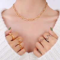 Simple Geometric Metal Element Necklace Titanium Steel 18k Gold Bracelet Jewelry Wholesale sku image 17