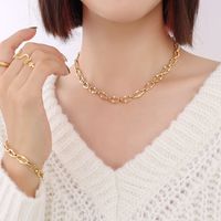Simple Geometric Metal Element Necklace Titanium Steel 18k Gold Bracelet Jewelry Wholesale sku image 18