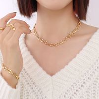 Collier Simple Élément Géométrique En Métal Titane Acier 18k Bracelet En Or Bijoux En Gros sku image 18