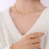 Simple Geometric Metal Element Necklace Titanium Steel 18k Gold Bracelet Jewelry Wholesale sku image 19