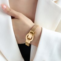 Watch With Belt Buckle Magnet Bracelet Titanium Steel Plated 18k Gold Hand Jewelry sku image 1