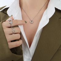 Collar De Acero De Titanio Colgante Ovalado De Moda De Nicho Coreano Joyería Simple Chapada En Oro Real De 18 Quilates sku image 4