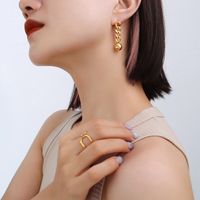 1 Pair Retro Simple Style Round Chain Plating 201 Stainless Steel 18K Gold Plated Drop Earrings main image 8
