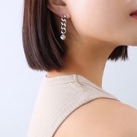 1 Pair Retro Simple Style Round Chain Plating 201 Stainless Steel 18K Gold Plated Drop Earrings main image 3