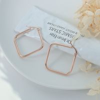 European And American Ins Style High Profile Fashion Personality Geometry Square Earrings Titanium Steel Plated 18k Real Gold Color Retaining Earrings F227 sku image 4