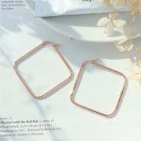 European And American Ins Style High Profile Fashion Personality Geometry Square Earrings Titanium Steel Plated 18k Real Gold Color Retaining Earrings F227 sku image 8
