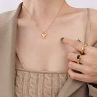 Fashion Mini Peach Heart Titanium Steel Necklace Wholesale sku image 1